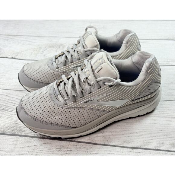 Brooks Women’s Addiction Walker Shoes Gray Leather Walking Sneakers Size 8.5 - Picture 1 of 11